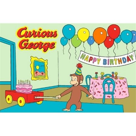 LA RUG, FUN RUGS LA Rug CG-03 3958 Curious George "Birthday" Juvenile Accent Rug CG-03 3958